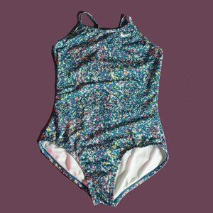 Nike girl's M one piece colorful bathing suit EUC
